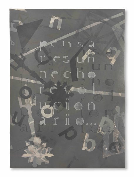 Urban Layers Text II (mono print) by Ira Hoffecker